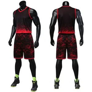 Anti Baterial Merah Sublimasi Olahraga Desain Kustom Basket Bolak Balik Seragam Set Terbaik Basketball Jerseys Desain