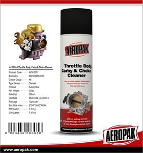 Aeropak Aerosol 500ml Car <span class=keywords><strong>Auto</strong></span> Throttle Body Cleaner Carb Motor de limpieza de automóviles Carburador de carbono Carb Choke Cleaner Spray - Product Image 5