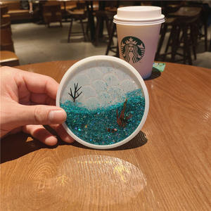 Custom di alta qualità in plastica per PC sottobicchieri in acrilico carino a forma di coniglio con liquido trasparente Glitter tappetino & Pad per uso domestico - Product Image 1