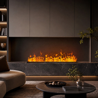 Meuble TV avec foyer électrique intégré, type atomisation, flamme LED réaliste simulée
