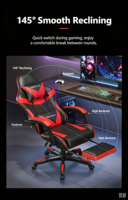 Chaise de jeu robuste avec vérin à gaz SGS et inclinaison à 145 degrés, chaise ergonomique de course pour salle de jeu e-sport