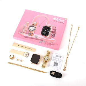 A58plus <span class=keywords><strong>Smartwatch</strong></span> Ladies Golden Quartz Chain Juegos de regalo de lujo Box A39 Mini A60 A61 A58 Plus <span class=keywords><strong>Mujer</strong></span> Reloj inteligente para <span class=keywords><strong>mujer</strong></span> - Product Image 1