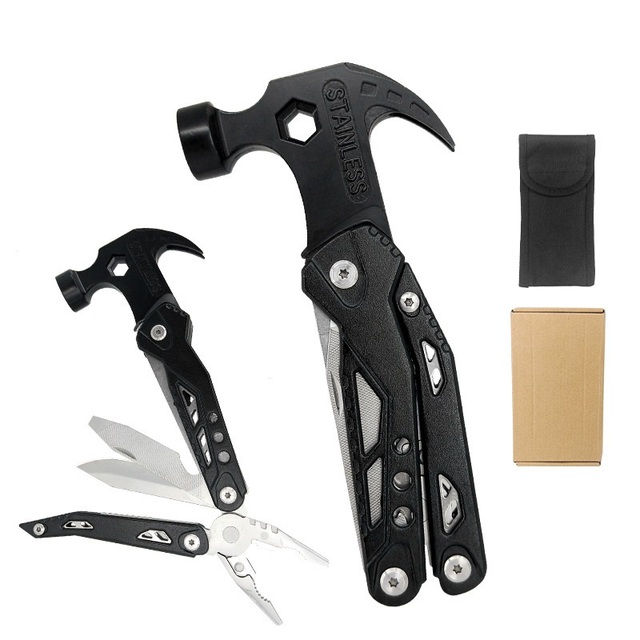 Multi Tool Folding Claw Hammer Aluminum Handle Survival Gear With Pliers Cutter Bits Outdoor Car Emergency Repair Tool