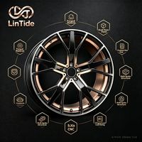 Rueda de Aleación Forjada de Dos Colores con Múltiples Radios, Acabado Negro Brillante y Cara Mecanizada, Directo de Fábrica, para Modificación de Automóviles, Venta al Por Mayor