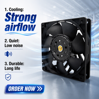 Ventilateur à haut débit d'air 120 mm 120x120x25 mm industriel DC 12V 24V sans balais à roulement à billes pour refroidisseur de CPU, ventilateur axial haute pression