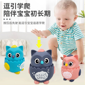 Jouet hibou à presser et à glisser en plastique souple, animal de dessin animé, récompense pour enfants, 7x6.5x7.8cm, pour la maternelle - Product Image 2
