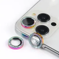 Protecteur d'objectif d'appareil photo en diamant pour iPhone 16 15 14 13 12 11 Pro Max Plus, anneau en alliage d'aluminium de luxe, verre trempé pour appareil photo