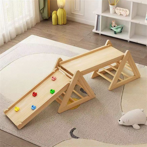 Triangle d'escalade en bois Montessori pour tout-petits, structure d'activités pour enfants, toboggan, balançoire pour aire de jeux intérieure - Product Image 1