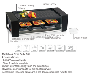 Gril <span class=keywords><strong>Raclette</strong></span> 2-en-1 Amovible pour Table, Électrique, Sans Fumée, Antiadhésif, pour Usage Domestique et Hôtelier - Product Image 2
