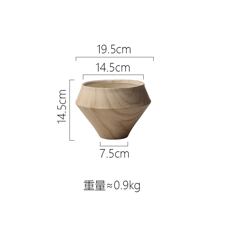 Ak466 original wood grain flowerpot with holes-no chassis