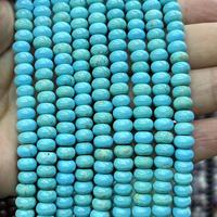 Perles de pierre naturelle Rondelle lisse bleu turquoise 4X6mm pour la fabrication de bijoux environ: 380mm/str