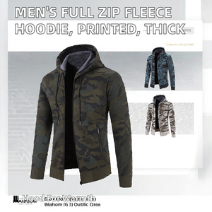 Sudadera con Capucha para Hombre, Cierre Completo, Lisa, Casual, Antibolitas, Tejida, Acolchada, Gruesa, de Forro Polar, para Otoño e Invierno - Product Image 2