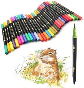 EVAL 2021 עצה כפולה מברשת עטי 60 צבע Fineliners סמנים בצבעי מים מברשת עט סט