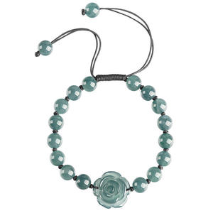 Bracelet en jade naturel tressé à la main avec roses, de haute qualité, pour femme, vente en gros, design original SL70 - Product Image 1