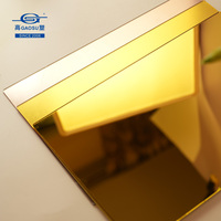 Plaque miroir en acrylique PMMA doré de 2 mm, vente en gros, 4x8 pieds (1220x2440 mm), panneau plastique brillant incassable pour la décoration murale d'hôtel