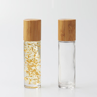 10ml 15ml 30ML 50ML 1 oz Clair Blanc Givré Déodorant Verre Rouleau Sur La Bouteille Avec Couvercle En Bambou