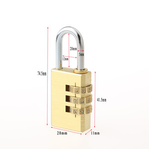 Brass Combination Padlock 28mm 3-Wheel Resettable Password <b>Lock</b> For <b>Suitcase</b> And Courtyard Gate - Product Image 2