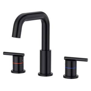 Dual Handle Widespread Bathroom <b>Brushed</b> Finish Lavatory Faucet 3 Hole 360° Swivel Spout Vanity Sink Basin Faucets - Product Image 3