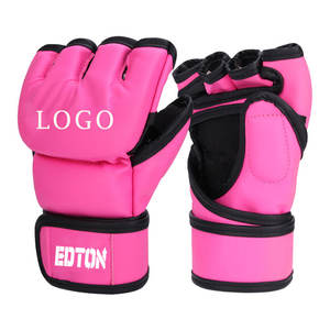 Sarung Tangan Tinju MMA Setengah Jari Berkualitas Tinggi, Ringan, Bernapas, dengan Penutup <span class=keywords><strong>Hook</strong></span> <span class=keywords><strong>Loop</strong></span> untuk UFC Muay Thai Seni Bela Diri - Product Image 1