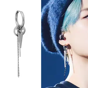 Mini Earrings Korean Single Piece Men Punk Earring Dangle Cross Tassel Earrings For Women Hip Hop Jewelry Fashion Accessories