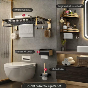 <span class=keywords><strong>Set</strong></span> di <span class=keywords><strong>Accessori</strong></span> per il <span class=keywords><strong>Bagno</strong></span> in Alluminio Nero e Oro, Portasciugamani e <span class=keywords><strong>Set</strong></span> di <span class=keywords><strong>Accessori</strong></span> per il <span class=keywords><strong>Bagno</strong></span> - Product Image 3