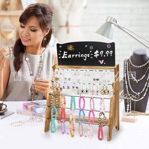 Wooden <b>Jewelry</b> <b>Display</b> Rack 5 Tier Solid Wood Bracelet Earring Storage Desktop Organizer <b>For</b> <b>Craft</b> <b>Show</b> Stall <b>Display</b> - Product Image 1