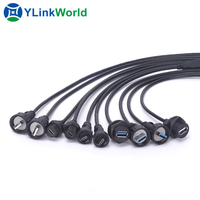 Industrielle Wasserdichte USB 3.0 2.0 Mini-USB-Einbaubuchse mit 1m 2m 3m 4m 5m Kabel IP67 IP68 Steckverbinder