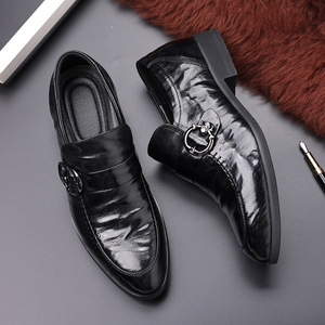 Men's genuine leather shoes, top-grade sheepskin, men's formal business shoes, <b>full</b>-toe style, British casual style - Product Image 1