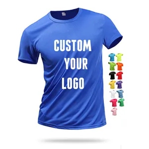 T-shirt décontracté OEM T-shirts unis T-shirt en polyester doux Impression personnalisée Logo de sublimation T-shirt unisexe à séchage rapide pour hommes