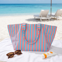 Sac fourre-tout en toile rayée tendance, à ouverture supérieure, multi-usages, avec de jolies poignées, idéal pour les loisirs, les vacances et le transport quotidien