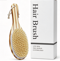 Brosse de bain en bambou rayé naturel en forme de jambe de poulet, poils de sisal ferme, brosse exfoliante pour le corps, brosse pour gommage corporel à sec