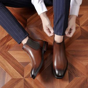 Nouveautés : Bottines Chelsea en cuir de haute qualité pour hommes, chaussures montantes en cuir pour hommes - Product Image 4