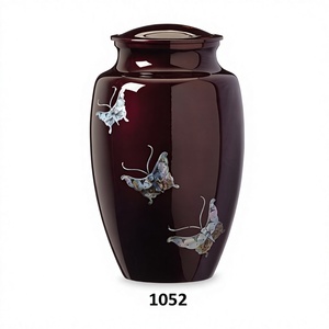 Belle mère de perle papillon incrustation aluminium crémation funéraire mémorial adulte cendres humaines urnes sac en velours gratuit - Product Image 1