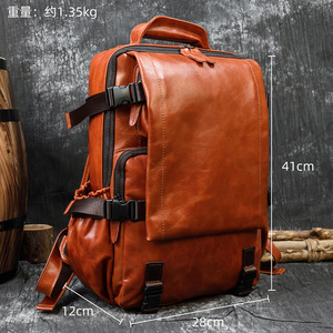 <span class=keywords><strong>Mochila</strong></span> de Viaje Unisex de Cuero Genuino de 18 Pulgadas, con Correa de Hombro Curva y Transpirable, para <span class=keywords><strong>Hombre</strong></span>, Estilo TikTok - Product Image 2