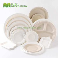Vaisselle jetable biodégradable sans PFAS OEM, assiettes rondes en bagasse de canne à sucre de couleur naturelle de 8/9/10 pouces pour la restauration de fête