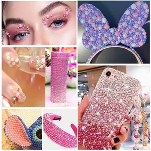 Özel etiket toplu yarı-yuvarlak inci elmas karışık 30g 500g tırnak Charm Rhinestone aksesuarları için İşlevli Diy dekorasyon