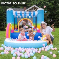 Château gonflable flottant neuf avec toboggan aquatique en tissu cartonné