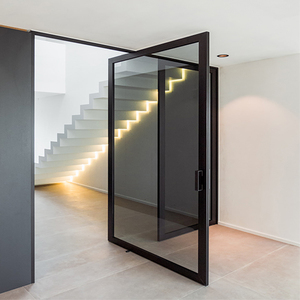 Portes intérieures modernes en aluminium pour maison hôtel, système de portes pivotantes en verre trempé en aluminium noir pour chambre <span class=keywords><strong>intérieure</strong></span> - Product Image 6