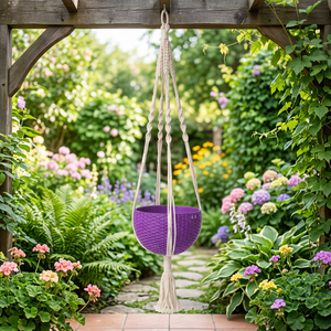 HuiFang Lot de 2 supports de plantes en jute tressé au crochet, design bohème champêtre, pour pots de 3 à 12 pouces, crochets en forme de S, Halloween, salon - Product Image 3