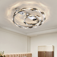 Plafonnier LED Minimaliste Moderne, Lustre en Cristal, Acier Inoxydable, Lumière Tricolore, CRI 98, Protection Oculaire, pour Chambre à Coucher