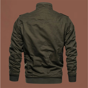 Giacca da Lavoro in Cotone per Uomo, Stile Militare con Colletto Alto e Tasche Multiple, Giacca Tattica Outdoor Tipo Bomber - Product Image 2