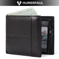 Dompet Kulit Asli Mewah untuk Bisnis, Lipat Dua, Tempat Kartu Berlogo, Penutup Lipat, Rantai, Kasual untuk Uang Tunai, Perjalanan, Dompet Pria
