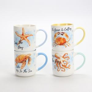 定制海洋动物彩色陶瓷牛奶饮料杯个性化海滩纪念品陶瓷咖啡杯带手柄 - Product Image 2