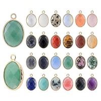 Pendentif ovale en cristal naturel 24 couleurs 13x21mm, serti de laiton, pierre à double facettes, pour la fabrication de bijoux et boucles d'oreilles DIY