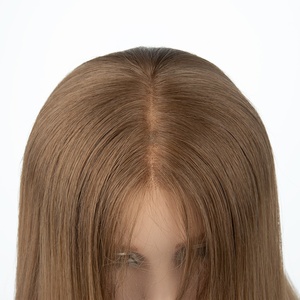 Perruque en cheveux européens de haute qualité, ligne de cheveux naturelle, nœuds simples, perruque en dentelle suisse, mèches blondes naturelles, perruques européennes juives casher - Product Image 3
