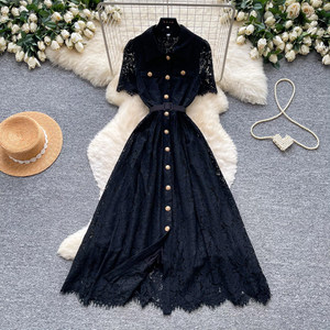 Abito Elegante da Donna in Pizzo Stile Francese 2026 del Produttore, a Maniche Corte, con Vita Definita e Linea ad A - <span class=keywords><strong>Abbigliamento</strong></span> Femminile alla Moda - Product Image 6