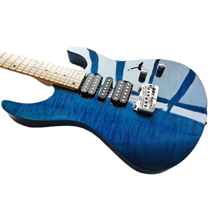 Custom Logo Style Guitar Flamed Maple <b>Top</b> HSH Pickups Gloss Blue Strat Guitar OEM ODM Factory Price - Product Image 1