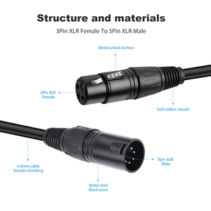 Cable <span class=keywords><strong>Adaptador</strong></span> de Audio y Luces DMX de 3 Pines XLR a 5 Pines XLR, <span class=keywords><strong>Doble</strong></span> Blindaje, para Mezcladoras, Micrófonos, Cable de Señal DMX512 <span class=keywords><strong>Lightning</strong></span>, 30 cm - Product Image 2