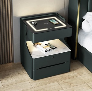 New Intelligent Nightstand Modern Simple Light <strong>Bedside</strong> <strong>Table</strong> With 2 Drawer Wireless Charging Marble Top <strong>White</strong> Nightstand Cabinet - Product Image 2