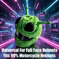Housse de casque de moto fantaisie verte Alien, décoration de casque intégral en peluche douce pour la conduite